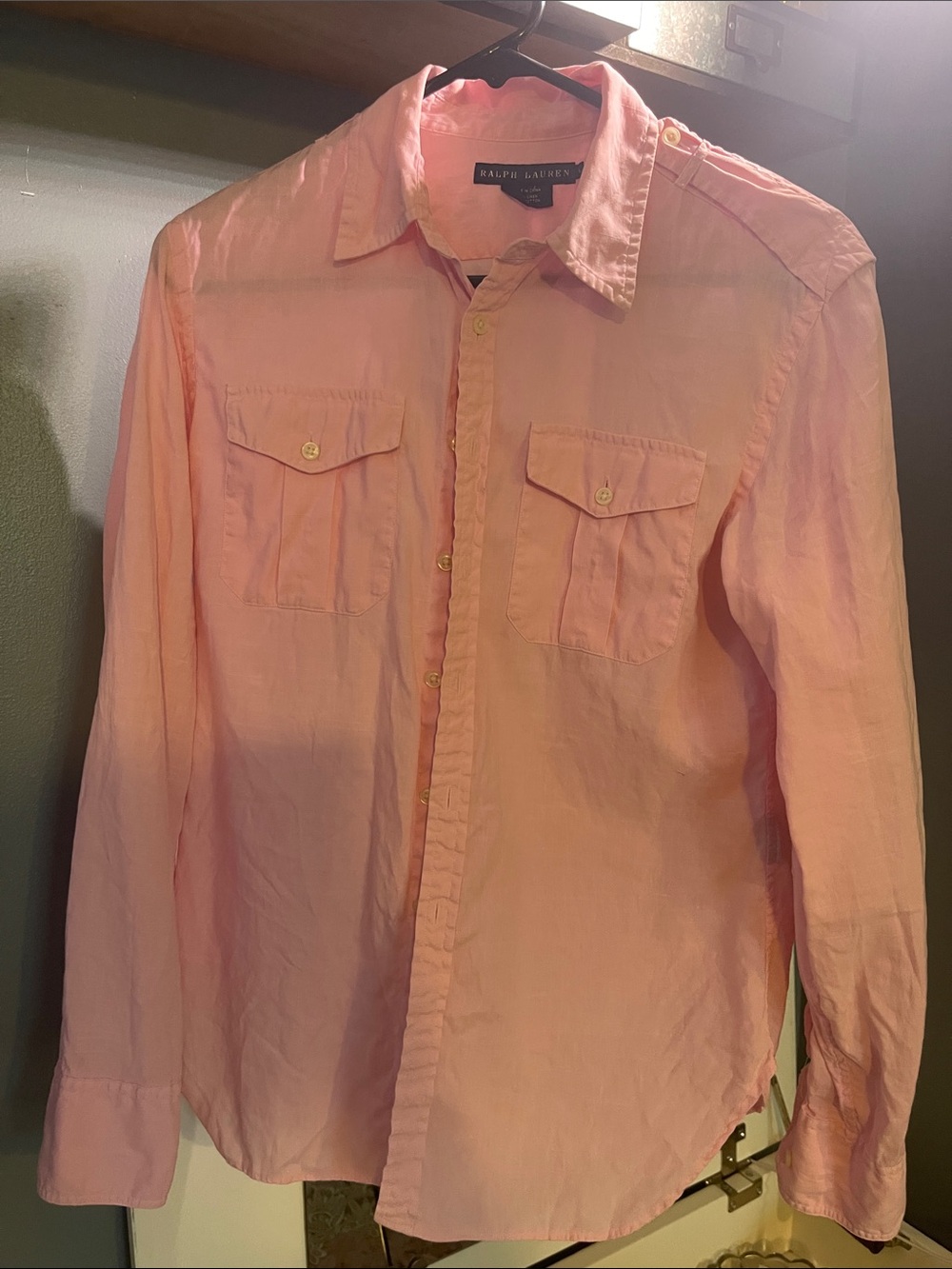 Ralph Lauren Men’s Light Pink Long-Sleeve Button-Down Shirt